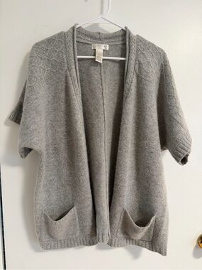 Kenar Lambswool Angora Cable Knit Open Front Cardigan Gray M
